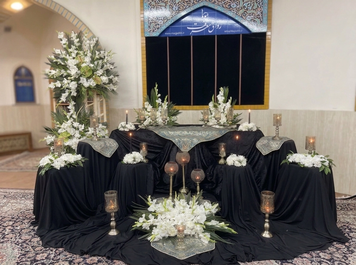 چیدمان میز یادبود در مسجد